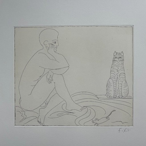 Francois-Xavier Lalanne (1927-2008) Cat, mouse and seated man, 2002