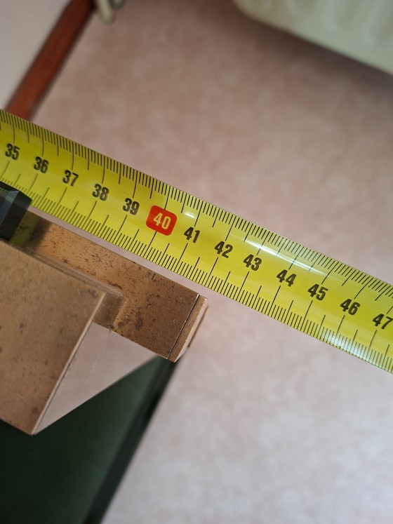 Image 1 of Vintage brass side table with 2 smoked glass shelves