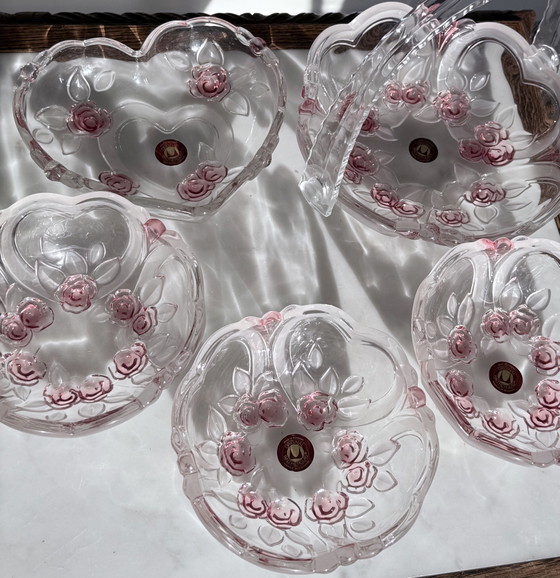 5 x Servizio da tavola/da portata vintage in vetro Walther con rose – Walther glas, Stoviglie, Glass (photo 3 of 16)