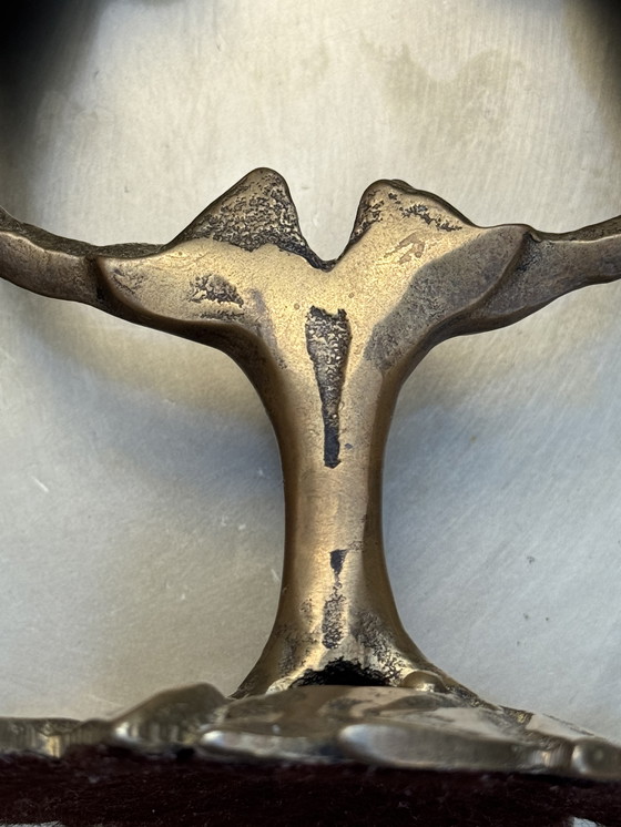 Image 1 of 🕯️ Bronzen Art Nouveau tweearmskandelaar | handgegoten, massief, authentieke patina | 1890–1920