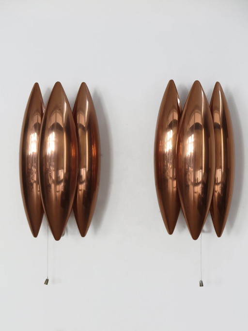 Kastor Copper Lamps by Jo Hammerborg for Fog & Morup, Denmark, 1960s, Set of 2