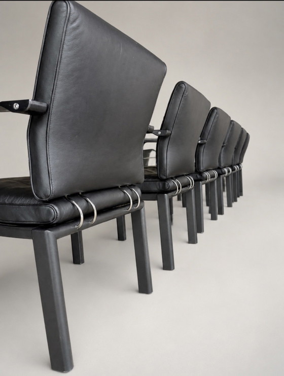 6 Vintage Quadro fauteuils — Bruno Rey & Charles Polin voor Dietiker, Zwitserland, 1989 – Eetkamerstoelen (photo 12 of 15)