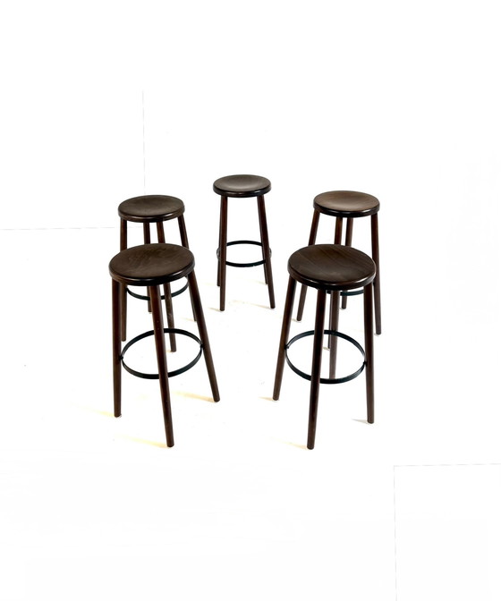 Image 1 of 5x vintage Brutalist bar stools '70