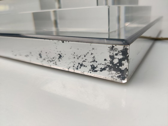 Image 1 of Architektonische Stufenlampe aus Acrylglas mit Glaskugel in Marmoroptik, 1970er Jahre