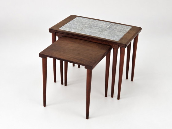 Rosewood nesting tables with ceramic tiles,  Denmark, 1960s, set of 3 – Side tables (photo 3 of 19)