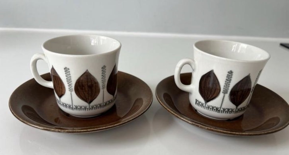 5x Upsala Ekeby Gefle Groblad cup and saucer vintage rare