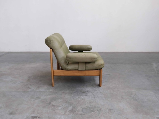 Image 1 of Fauteuil lounge vintage « FJELMAR » en cuir de teck, style milieu du siècle