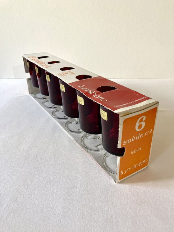 Image 1 of 6 bicchieri Luminarc con stelo, modello n. 2, Svezia, con scatola originale.
