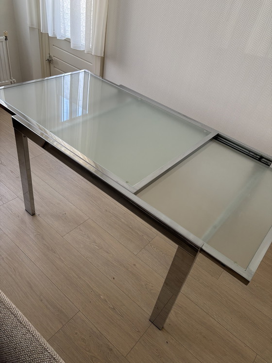 Image 1 of Designer extendable glass dining table