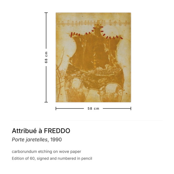 Attribué À FREDDO Signed Carborundum Etching Porte Jaretelles 1990 – Lithographs & prints, Paper (photo 3 of 5)