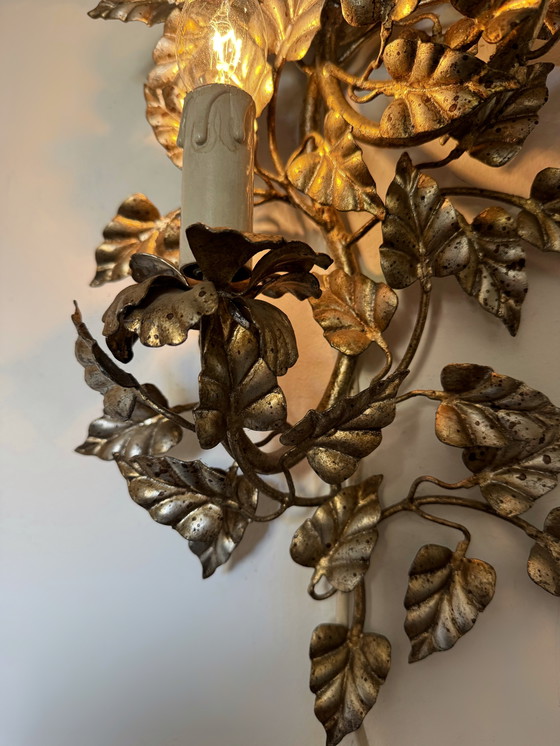 Image 1 of Florentine wall sconce with foliage design, 1960s