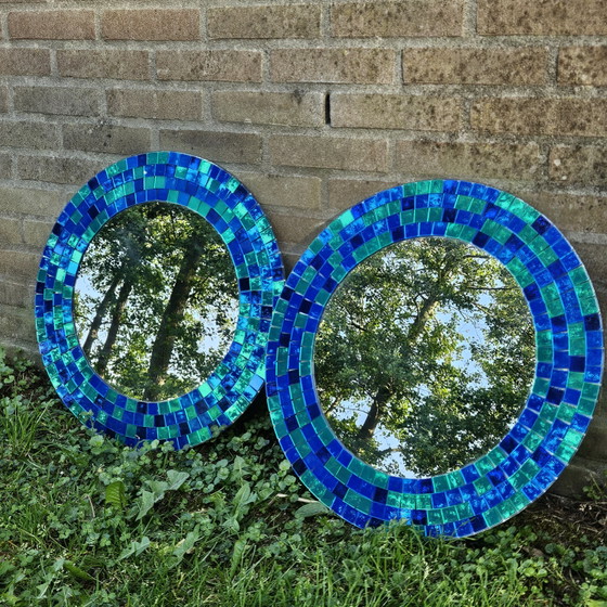 Image 1 of Miroirs Tranby vintage IKEA – Lot de 2 – Mosaïque bleue