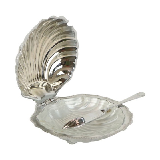 Vintage Coquille Schelp Boterschaal – Tafelaccessoires, Glass, Chrome (photo 12 of 12)
