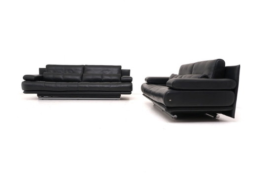 Image 1 of Rolf Benz 6500 Set Sofa Couch Three-seater Two-seater Leather Black