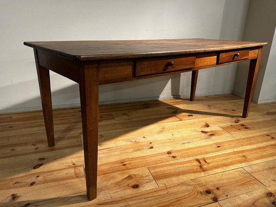 Image 1 of Antique oak country farmhouse table, 19th century