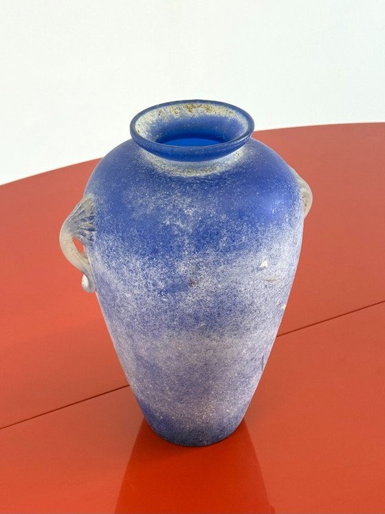 Image 1 of Vintage Murano amphora vase cobalt blue