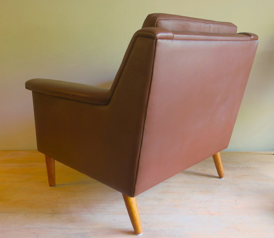 Image 1 of Mid Century Leren Loungestoel, Denemarken 1960