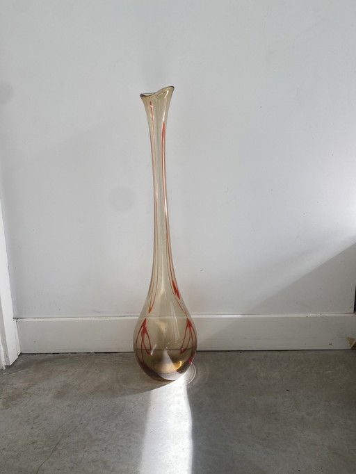 Jarrón XL soplado a mano - Murano glass - vidrio ahumado