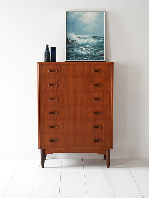 Scandinavian vintage teak tallboy Sestina, 1960s