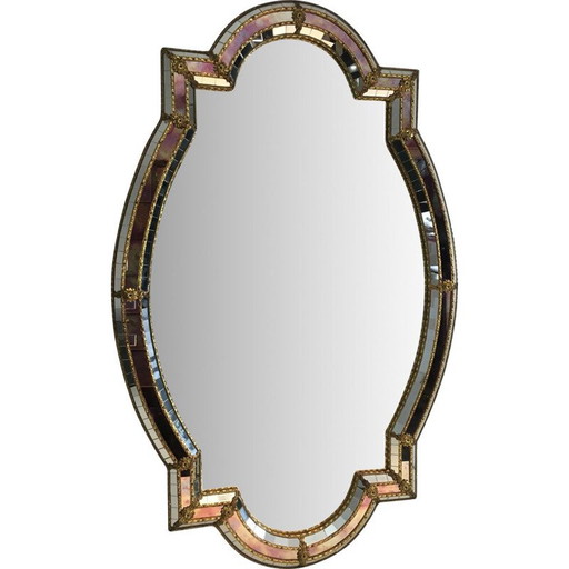 Miroir à facettes vintage avec mosaïque, 1970