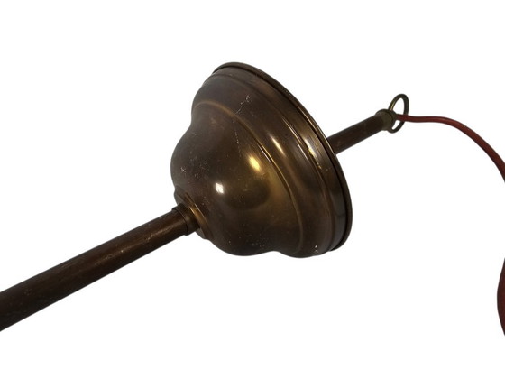 Image 1 of Vintage pendant lamp - billiard lamp - opaline - brass - 1960s