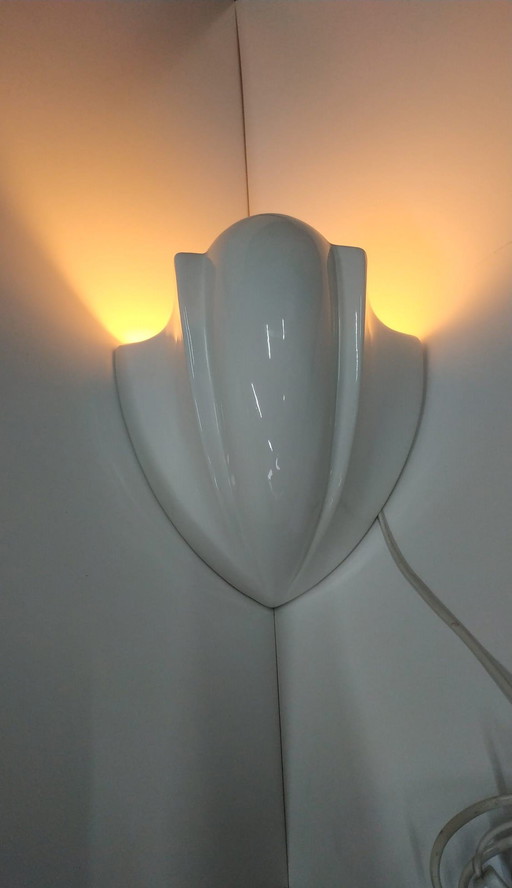 Vintage Art Deco (Style) Porcelain Corner Wall Lamp