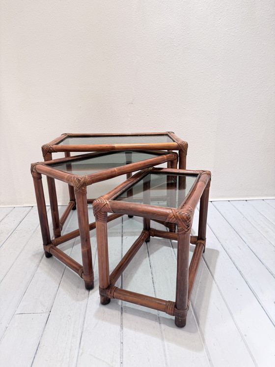 Vintage 70s Nesting Tables — Bamboo – Side tables (photo 9 of 9)