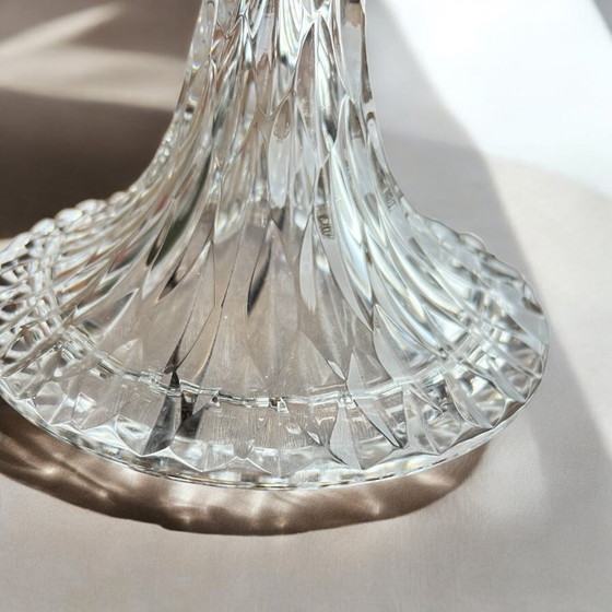 Image 1 of Peill & Putzler vintage crystal glass table lamp, made in Germany with modern lampshade.