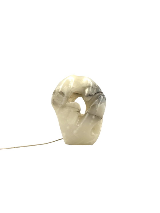 Image 1 of Sculpturale albasten tafellamp, Frankrijk 1980