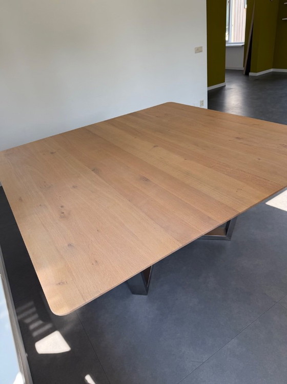 Image 1 of Solid oak whitewash dining table