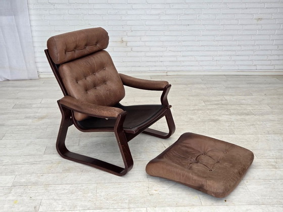 Image 1 of Década de 1970, diseño danés de Georg Thams, sillón, mobiliario de cuero.