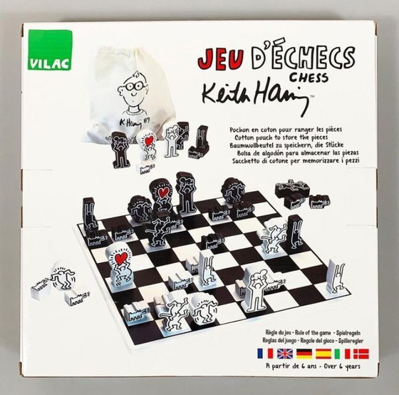 Image 1 of Keith Haring Schachset, schwarz-weiß, neu!!!