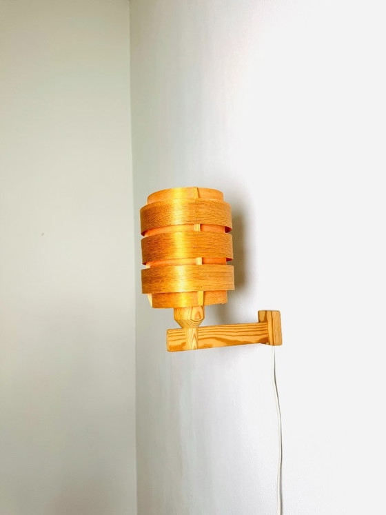 Gemonteerde grenen fineer wandlamp van Hans-Agne Jakobsson voor Markaryd, Zweden, jaren 60 – Wandlampen, Wood (photo 7 of 9)