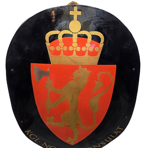 Raro piatto smaltato Kgl Norsk Konsulat, prima metà del XX secolo
