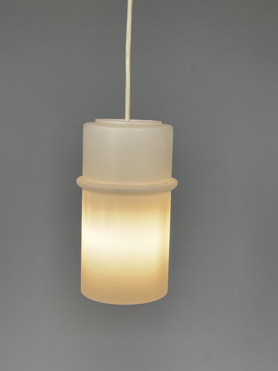 Image 1 of Set van Twee Melkglazen Hanglampen, Raak, Nederland, 1960's