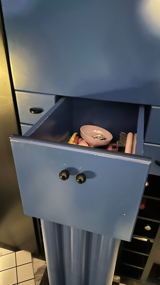 Image 1 of Interlübke Bar Duo Peter Maly Postmodern Memphis Milano 80s Blue