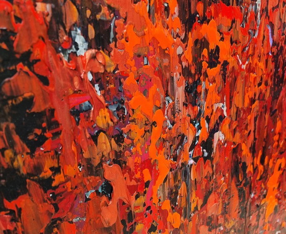 Image 1 of Frances Eckhardt - 100x120 cm red painting abstract art modern hand-painted framed