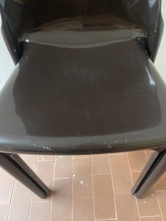 Image 1 of Set van 4 bruine Selene stoelen van Vico Magistretti voor Artemide, jaren 70