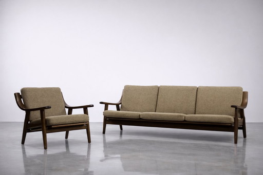 Vintage Mid-Century Scandinavian Modern 3-Seat Sofa & Armchair by Hans J. Wegner for Getama, Set of 2, 1960s