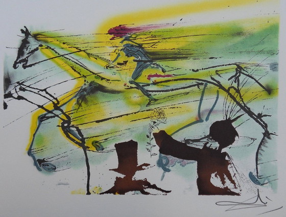 Salvador Dali : Les Chevaux, Le Cheval De Course, Lithographie Signée – Lithographies et sérigraphies, Paper (photo 5 of 6)