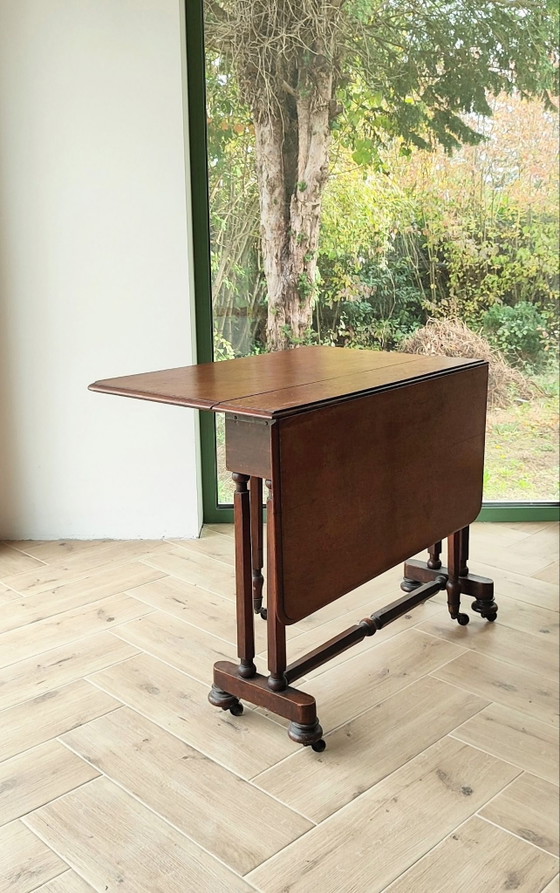Table pliante vintage anglaise en bois d'acajou, Tables d'appoint, Marron (photo 9 sur 9)