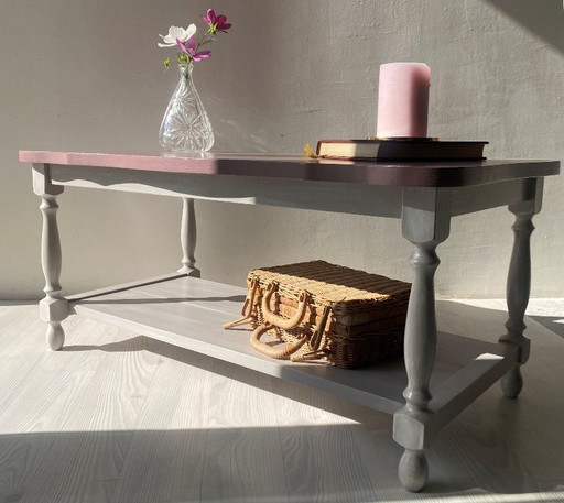 Vintage rustic pink and gold coffee table