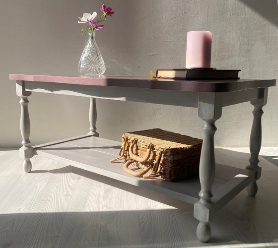 Image 1 of Vintage rustic pink and gold coffee table