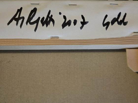 Image 1 of ALFREDO RAPETTI (Abstractie op basis van tekens). "Gold," 2007 - Gemengde technieken op canvas, 40x40x3 cm