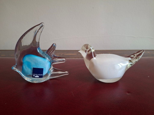 Juego de 2 figuras de animales de vidrio soplado Leonardo, de 11 y 13 cm. – cadeaus, Glass