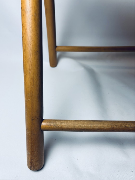 Image 1 of Set of 2 vintage wooden folding chairs with rattan seats – 1970s/1980s kg