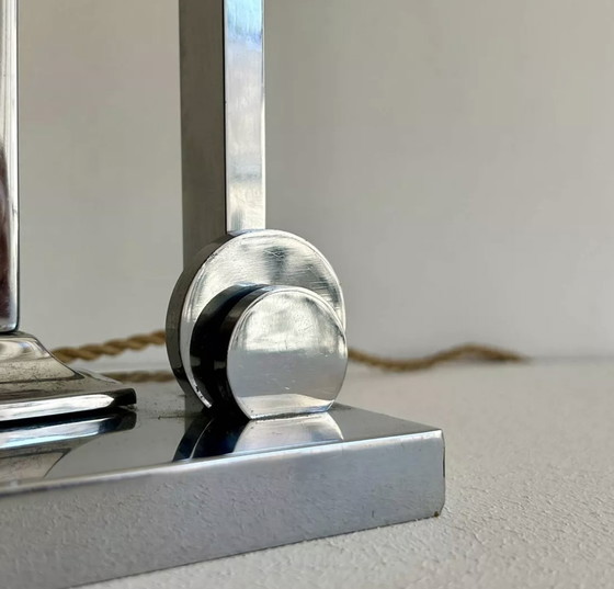 Image 1 of Table lamp, vintage modernist pendulum, chromed brass, France 1930
