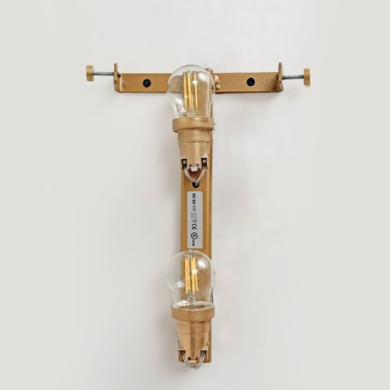 Image 1 of Pair of Murano Glass Wall Sconces Satin Smoke Glass and Brass, Italy