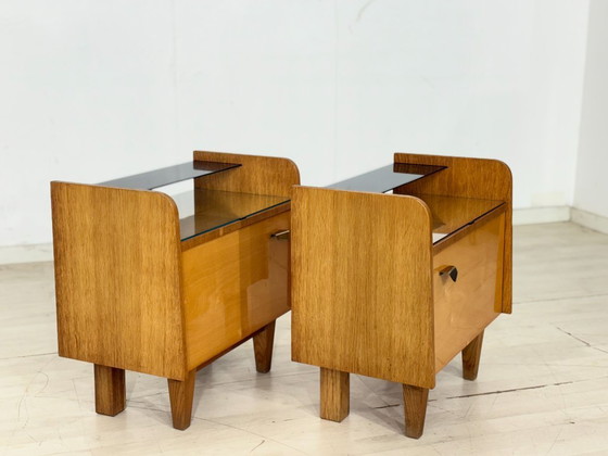Image 1 of Set van 2 vintage nachtkastjes / bijzettafels – jaren 60