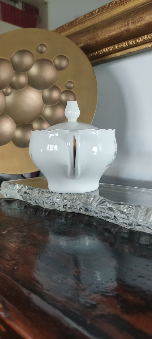 Azucarero vintage Richard Ginori - Porcelana italiana con detalles dorados